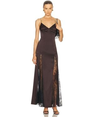 STAUD Trinity Silk Dress - Brown