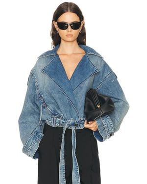 Brandon Maxwell Regan Denim Trench Jacket - Blue