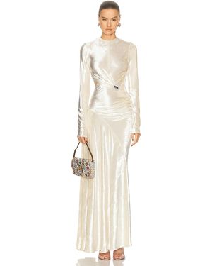 Rabanne Velvet Long Sleeve Gown - Natural