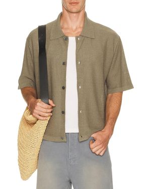 FRAME Light Cotton Silk Short Sleeve Cardigan - Green