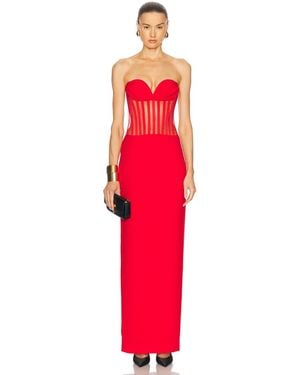 Monot Sweetheart Exposed Bustier Maxi Dress - Red