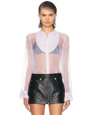 R13 Pleated Tuxedo Front Shirt - White