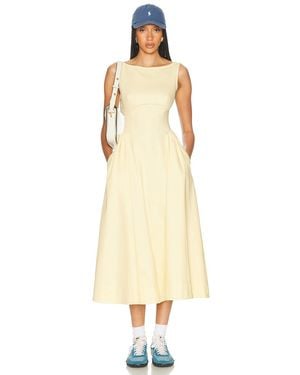 Helsa Stretch Cotton Sateen Midi Dress - Metallic