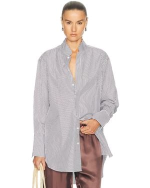Comme Si Mandrin Collar Tunic Top - Gray