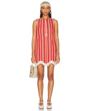 Bode Parasol Stripe Dress - Red
