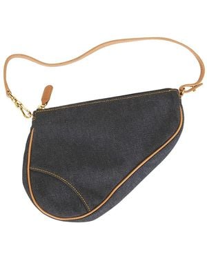 Dior Denim Pochette Saddle Bag - Black