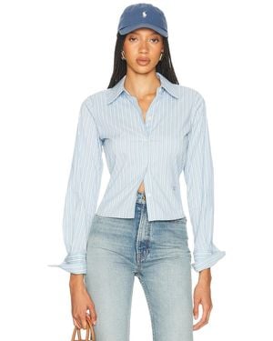 Helsa Stripe Poplin Fitted Shirt - Blue