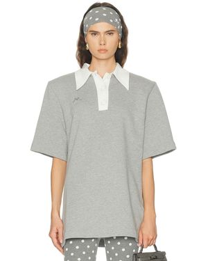 ROWEN ROSE Oversized Polo Top - Gray