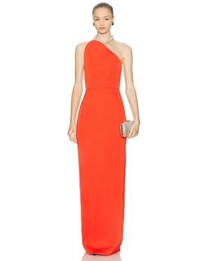 David Koma Asymmetric Cut Strapless Gown - Red