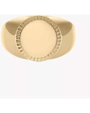 Fossil Ellis Gold-tone Stainless Steel Signet Ring - Natural