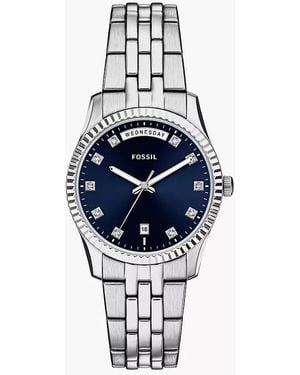 Fossil Scarlette Three-hand Day-date Stainless Steel Watch - Blue