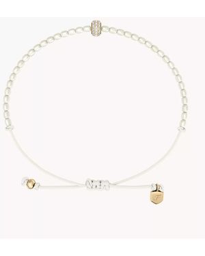 Fossil Sutton Mini Moments White Acrylic Pearl Beaded Rondelle Bracelet