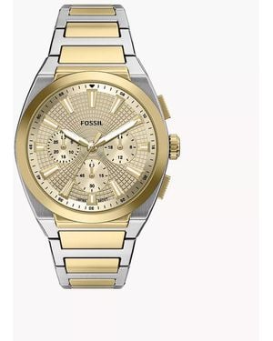 Fossil Everett 44 Mm Chronograph Two-tone Stainless Steel Watch - Metallic