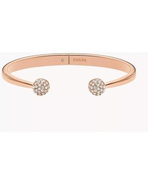 Fossil Hazel Glitz Cuff Rose Gold-tone Stainless Steel Cuff Bracelet - Natural