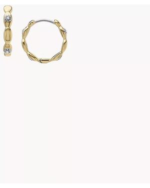 Fossil Sutton Evil Eye Gold-tone Stainless Steel Hoop Earrings - White