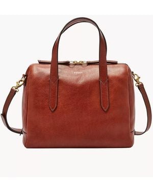 Fossil Sydney Leather Satchel - Red