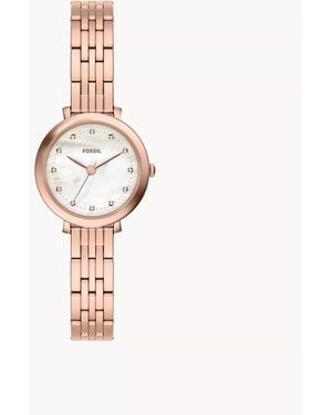 Fossil Heidi 26 Mm Three-hand Rose Gold-tone Stainless Steel Watch - White
