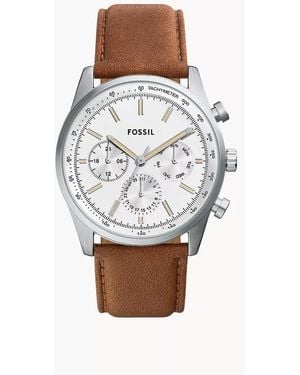 Fossil Sullivan Multifunction Brown Leather Watch - White