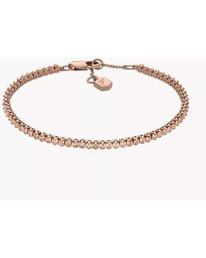 Fossil Ellis Pavé Glitz Rose Gold-tone Brass Tennis Chain Bracelet - Natural