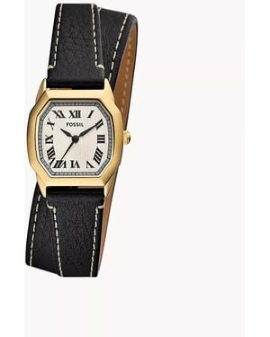 Fossil Harlow Three-hand Black Leather Watch