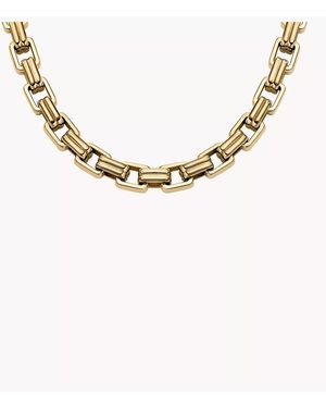 Fossil Raquel Bold Chains Gold-tone Stainless Steel Chain Necklace - Metallic