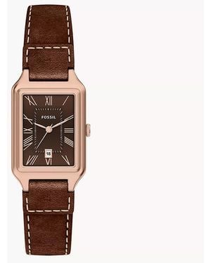 Fossil Raquel Three-hand Date Brown Leather Watch - White