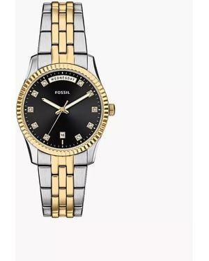 Fossil Scarlette Three-hand Day-date Two-tone Stainless Steel Watch - Metallic