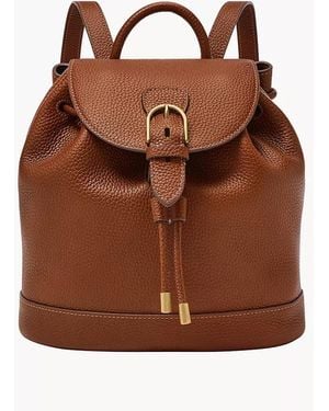 Fossil Everleigh Leather Flap Backpack - Brown