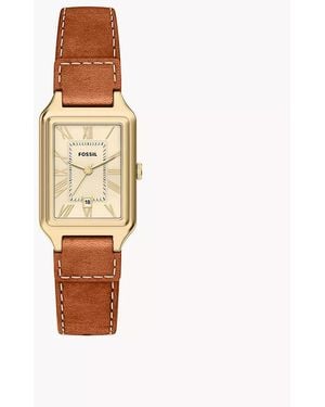 Fossil Raquel Three-hand Date Medium Brown Leather Watch - White