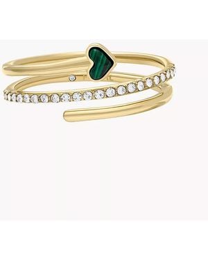 Fossil Sutton Modern Meadows Reconstituted Malachite Prestack Heart Ring - White