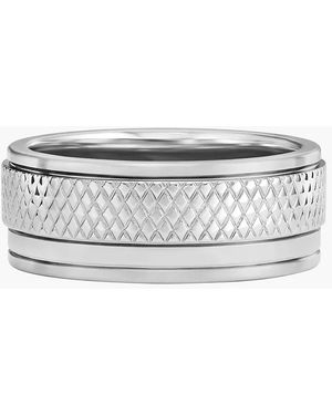 Fossil Knox Knurled Texture Stainless Steel Band Ring - White