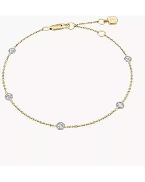 Fossil Ellis Diamond By The Yard Two-tone Stainless Steel Station Bracelet - Natural