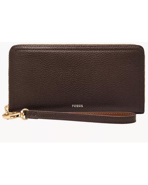 Fossil Logan Zip Around Clutch - Brown