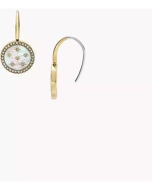 Fossil Classic Mother-of-pearl Gold-tone Stainless Steel Drop Earrings - White