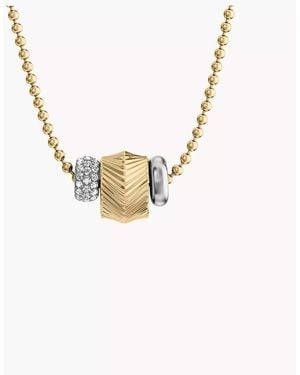 Fossil Harlow Rondelles Two-tone Stainless Steel Station Necklace - Metallic