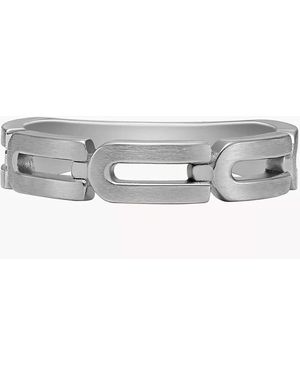 Fossil Heritage D-link Chain Stainless Steel Band Ring - Grey