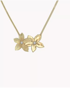 Fossil Sutton The Flower Collection Gold-tone Stainless Steel Pendant Necklace - Metallic