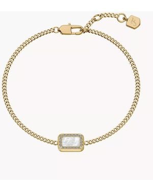 Fossil Raquel Glitz White Mother-of-pearl Station Bracelet - Metallic