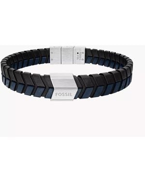 Fossil Woven Blue And Black Leather Bracelet