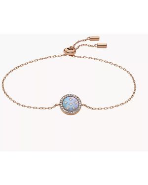 Fossil Merrit Northlight Collection Rose Gold-tone Stainless Steel Station Bracelet - Natural