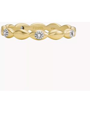 Fossil Sutton Evil Eye Gold-tone Stainless Steel Band Ring - Metallic
