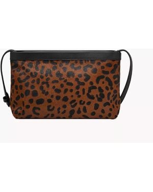 Fossil Penrose Haircalf Leather Pouch Clutch - Brown