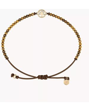 Fossil Sutton Mini Moments Brown Beaded Tree Of Life Bracelet - Metallic