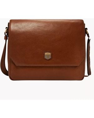 Fossil Hayes Leather Courier Bag - Brown
