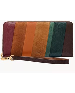 Fossil Logan Zip Around Clutch - Brown