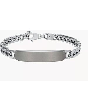 Fossil Ellis Stainless Steel Id Bracelet - Metallic