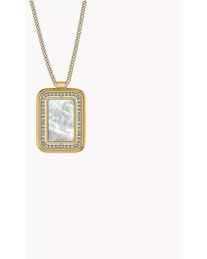 Fossil Raquel Glitz White Mother-of-pearl Spinning Pendant Necklace