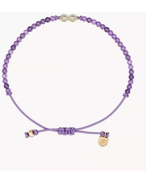 Fossil Sutton Mini Moments Purple Beaded Infinity Bracelet - Pink