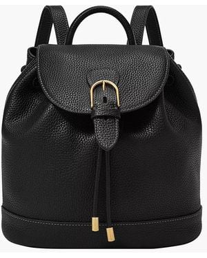 Fossil Everleigh Leather Flap Backpack - Black