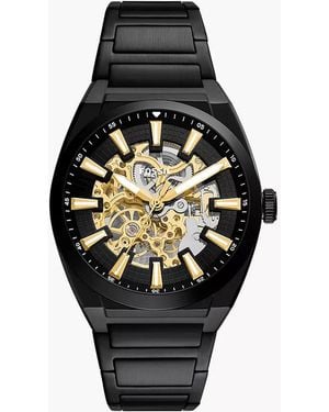 Fossil Everett 42 Mm Automatic Black Stainless Steel Watch